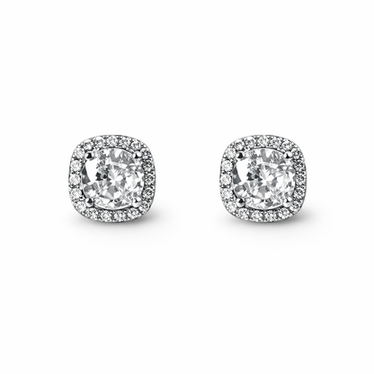 Solitaire Cubic Zirconia American Diamond Silver Plated Earrings