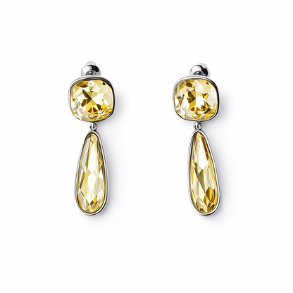 Light Yellow Topaz Swarovski Crystal Silver Plated Earrings