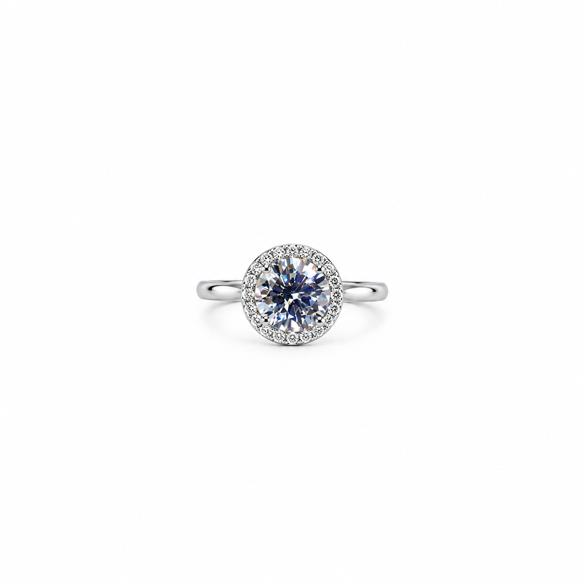 Solitaire Cubic Zirconia Ice Cut American Diamond Silver Plated Adjustable Ring