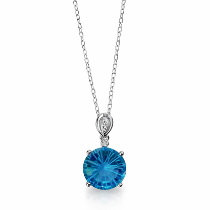 Aqua Blue Sapphire Cubic Zirconia American Diamond Silver Plated Pendant Set Combo