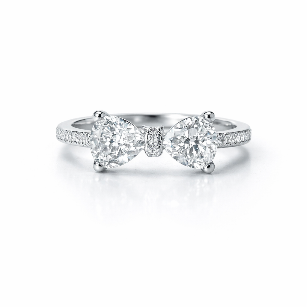 Solitaire Cubic Zirconia American Diamond Silver Plated Adjustable Ring