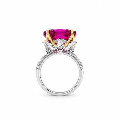 Fuchsia White Pink Topaz Cubic Zirconia Ice Cut American Diamond Gold/Silver Plated Adjustable Ring