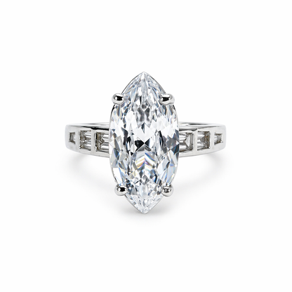 White Cubic Zirconia Ice Cut American Diamond Silver Plated Adjustable Ring