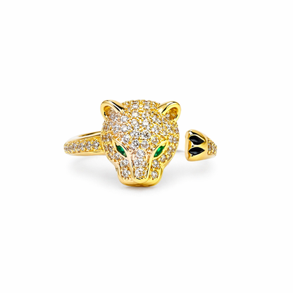 Jaguar American Diamond Gold Plated Adjustable Ring