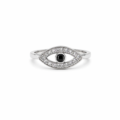 Evil Eye American Diamond Silver Plated Anti-Tarnish Adjustable Ring