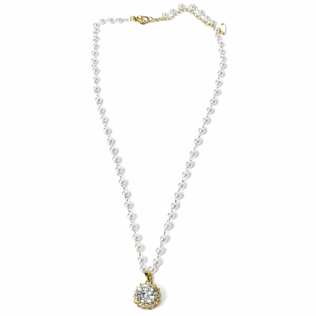 Solitaire Gold Plated Anti-Tarnish Pearl Chain Necklace