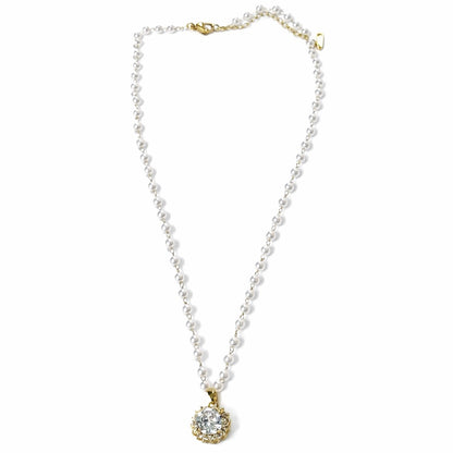 Solitaire Gold Plated Anti-Tarnish Pearl Chain Necklace