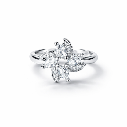 Solitaire Cubic Zirconia American Diamond Silver Plated Adjustable Ring