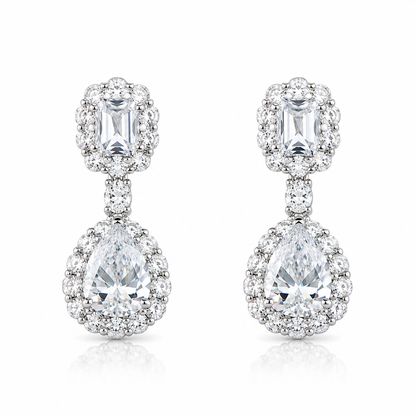Solitaire Cubic Zirconia Ice Cut American Diamond Silver Plated Earrings
