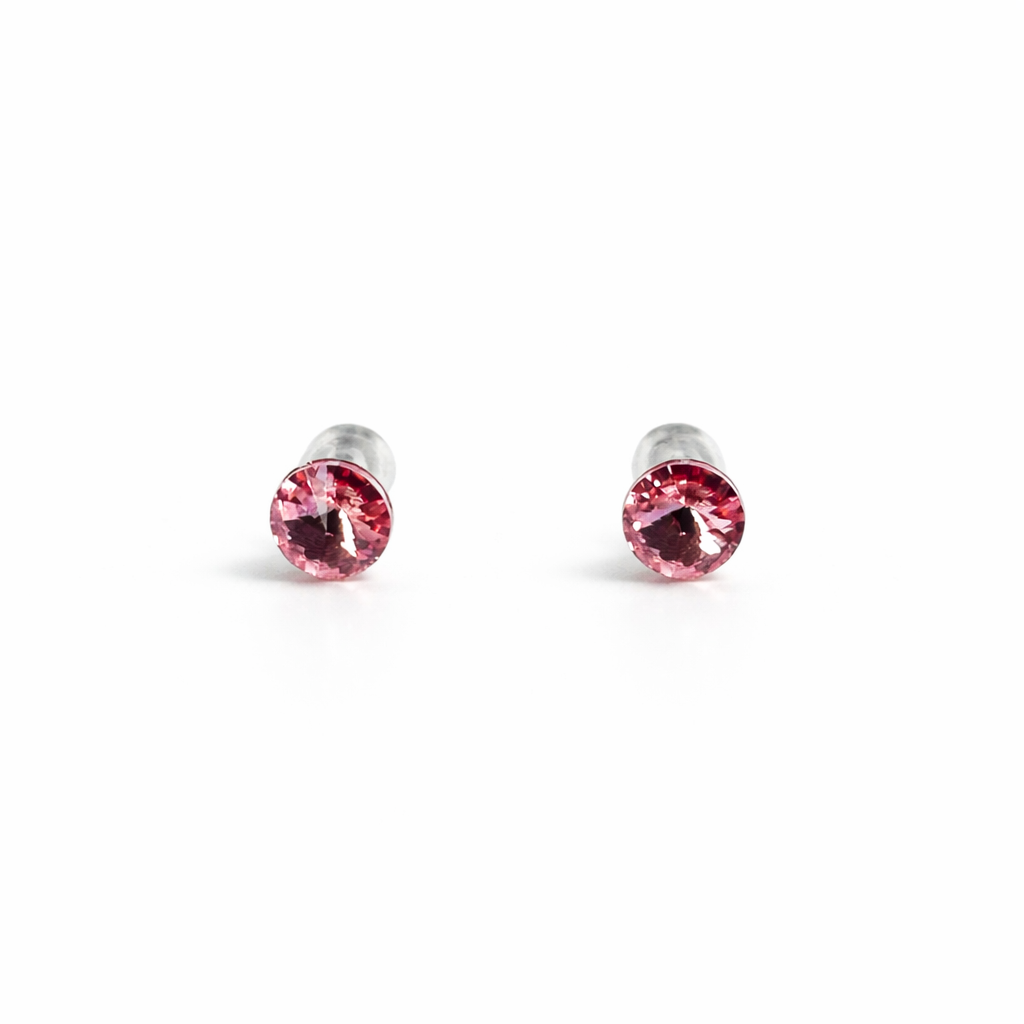 Fuchsia Pink  Swarovski Crystal Silver Plated Stud Earrings