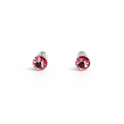 Fuchsia Pink  Swarovski Crystal Silver Plated Stud Earrings
