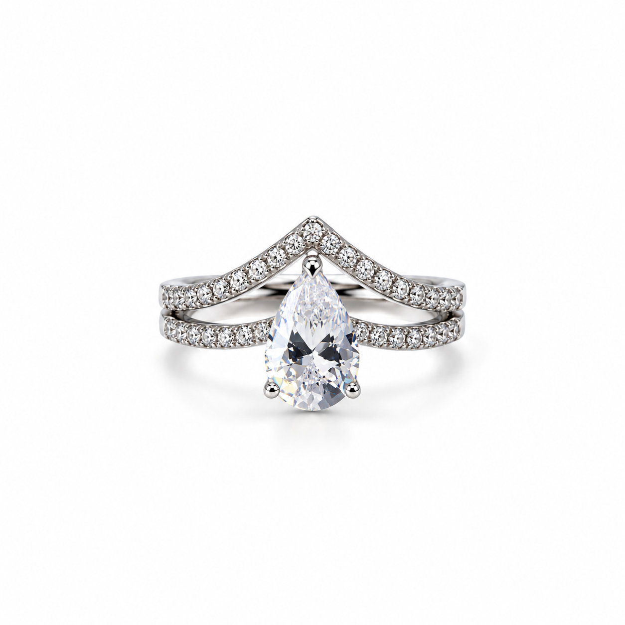 Solitaire Cubic Zirconia Ice Cut American Diamond Silver Plated Adjustable Ring