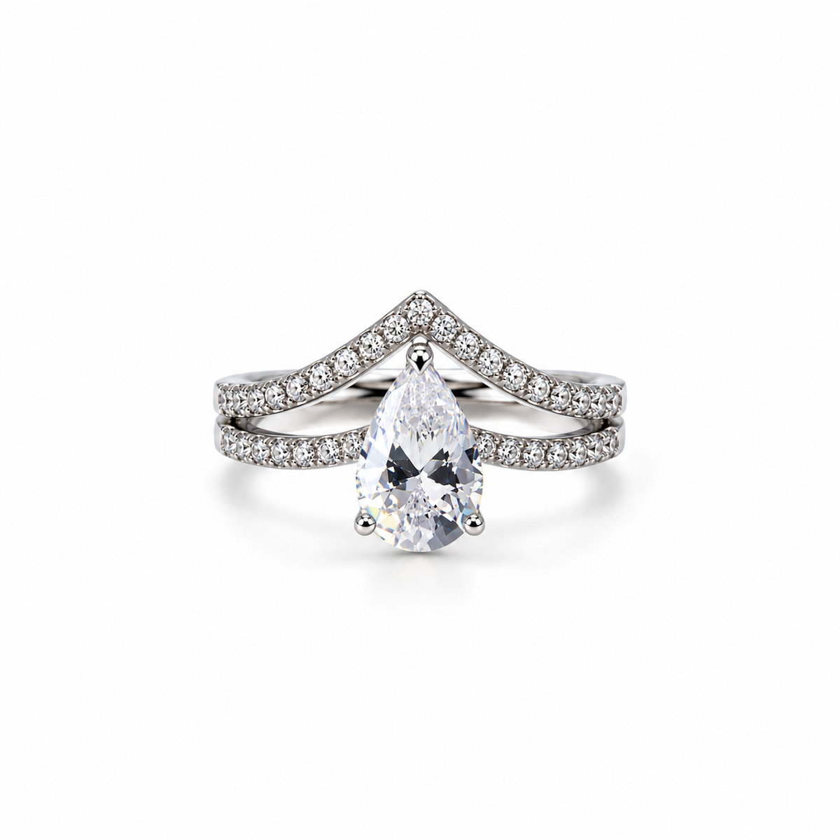 Solitaire Cubic Zirconia Ice Cut American Diamond Silver Plated Adjustable Ring