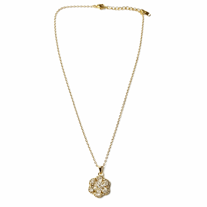 Flower Design American Diamond Gold Plated Anti-Tarnish Necklace