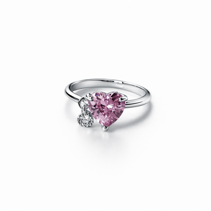 Pink Topaz Cubic Zirconia American Diamond Silver Plated Adjustable Ring