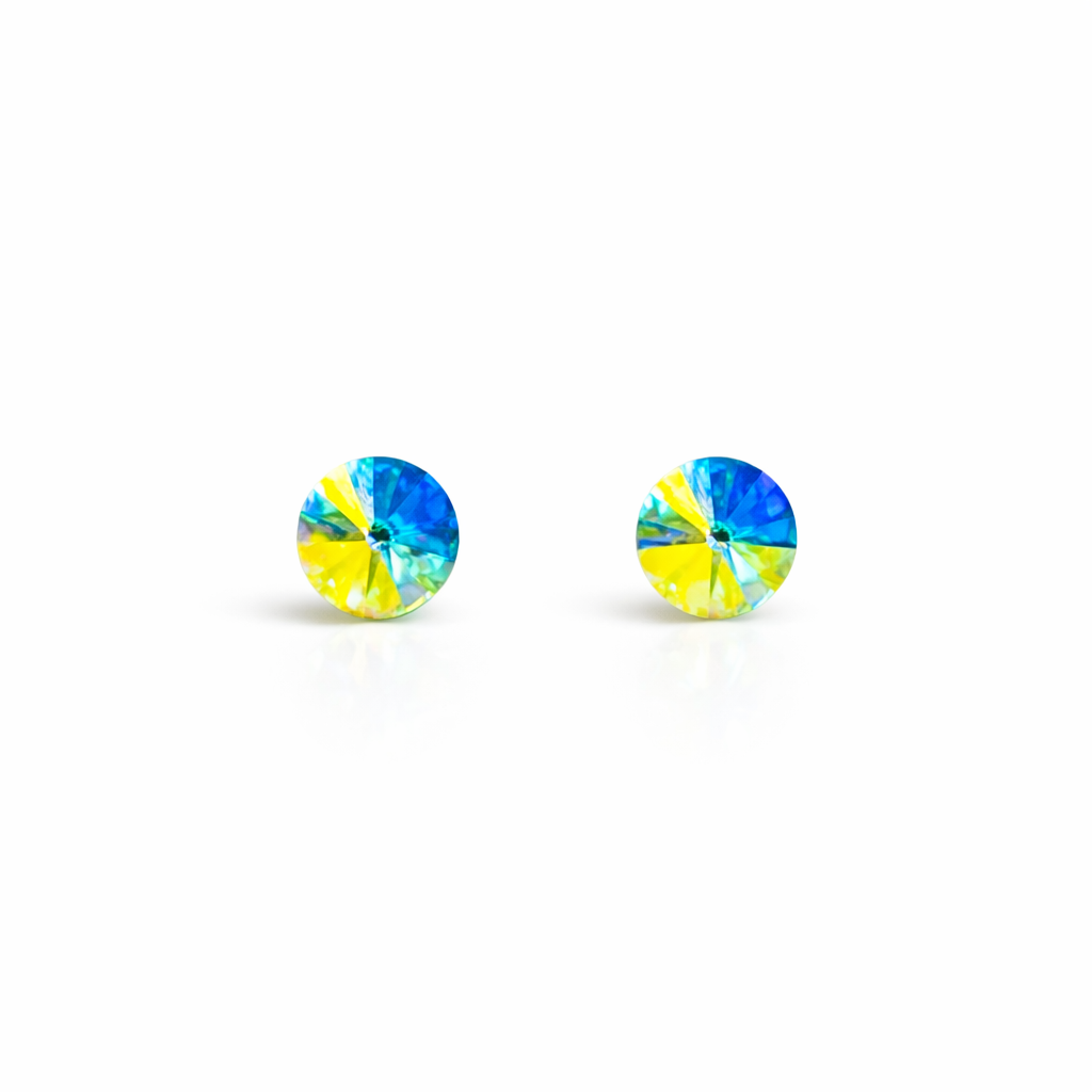 Glacier Blue Swarovski Crystal Silver Plated Stud Earrings