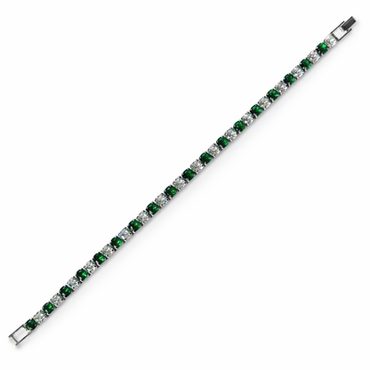 Green Emerald Cubic Zirconia American Diamond Silver Plated Tennis Bracelet