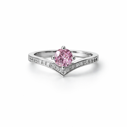 Pink Topaz Cubic Zirconia American Diamond Silver Plated Adjustable Ring