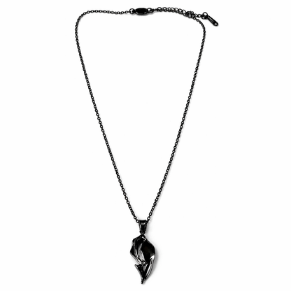 Black Rose Design American Diamond 18K Black Gun Plated Anti-Tarnish Necklace