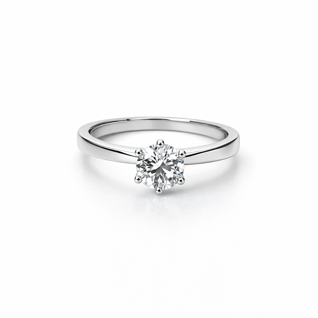 Solitaire Cubic Zirconia Ice Cut American Diamond Silver Plated Adjustable Ring