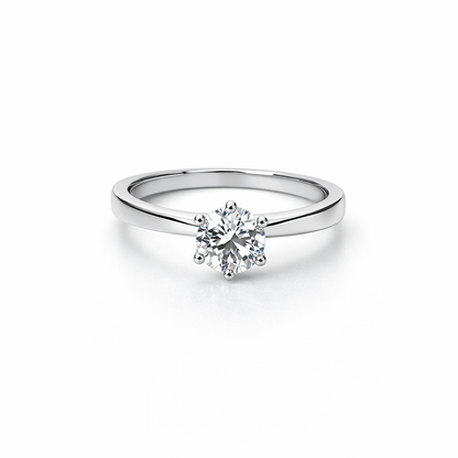 Solitaire Cubic Zirconia Ice Cut American Diamond Silver Plated Adjustable Ring