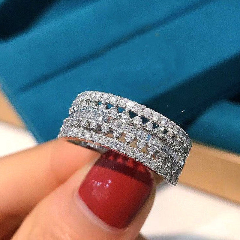 Solitaire Inspired CZ Silver-Plated Adjustable Ring