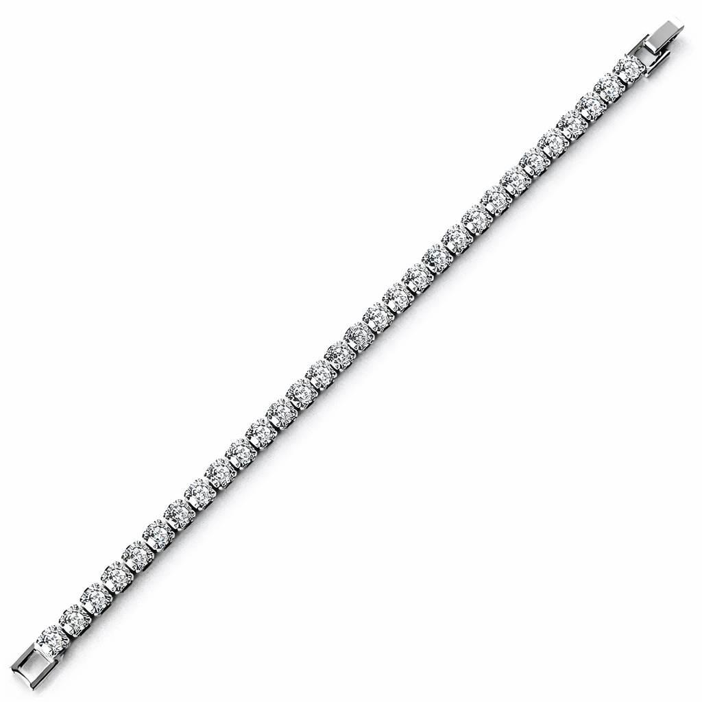 Solitaire Cubic Zirconia American Diamond Silver Plated Tennis Bracelet