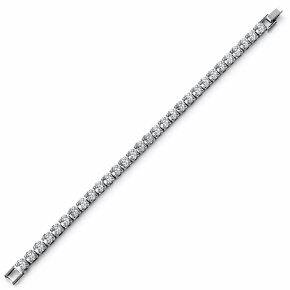 Solitaire Cubic Zirconia American Diamond Silver Plated Tennis Bracelet