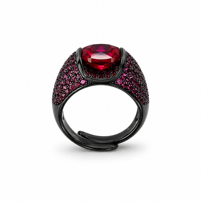 Ruby Cubic Zirconia Pink Ice Cut American Diamond Victorian Plated Adjustable Ring