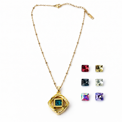 DIY 7 Interchangeable Cubic Zirconia American Diamond Silver Plated Necklace