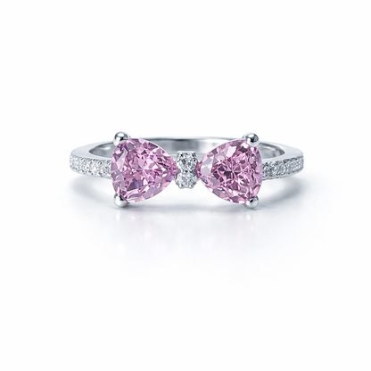 Pink Topaz Cubic Zirconia American Diamond Silver Plated Adjustable Ring