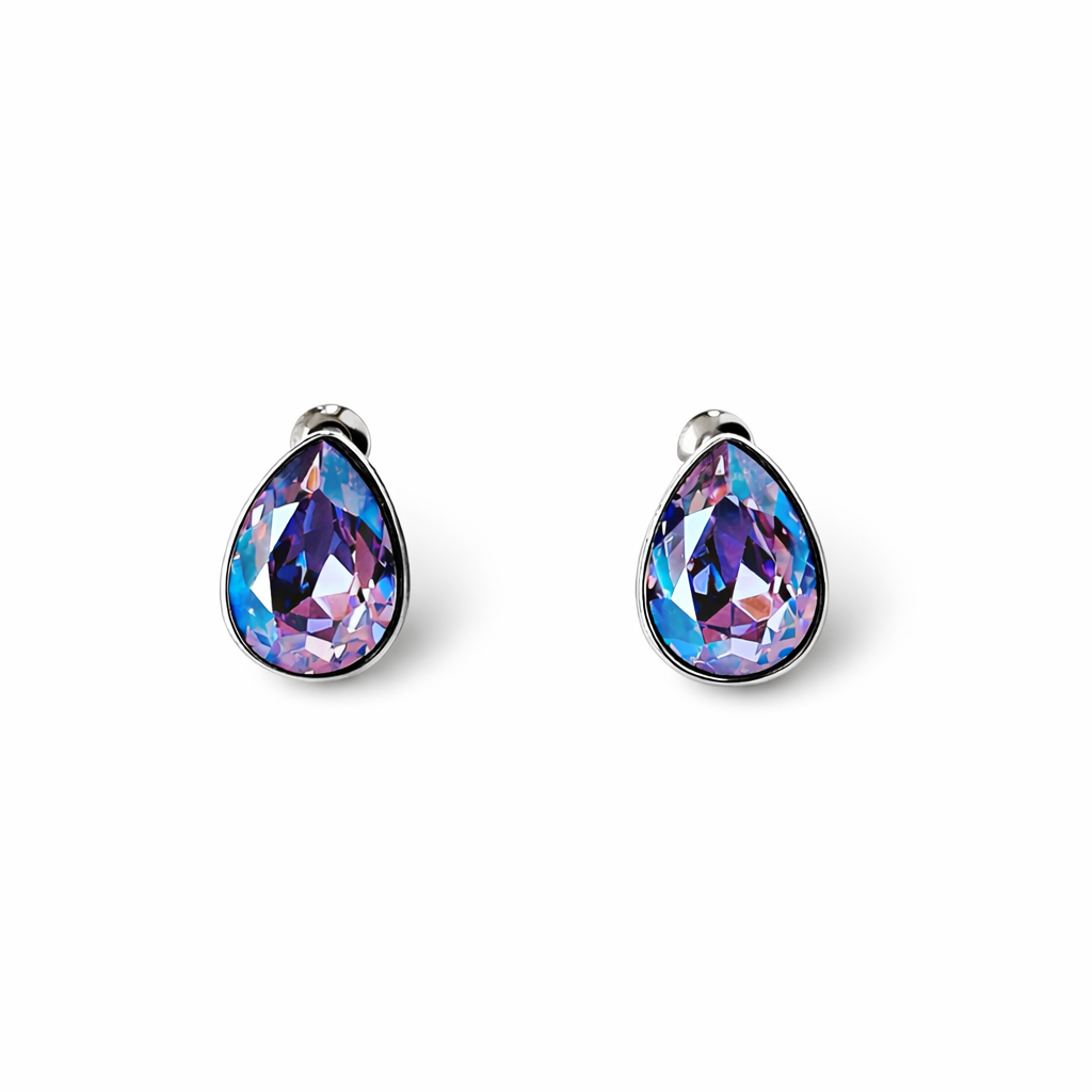 Purple Tanzanite Swarovski Crystal Silver Plated Stud Earrings