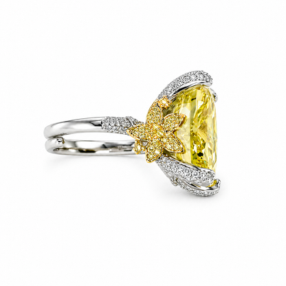 Yellow Topaz Cubic Zirconia Ice Cut American Diamond Gold/Silver Plated Adjustable Ring