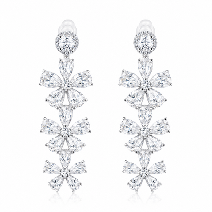 Solitaire Cubic Zirconia Ice Cut American Diamond Silver Plated Earrings