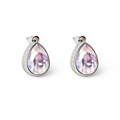 Rose Water Opal Swarovski Crystal Silver Plated Stud Earrings