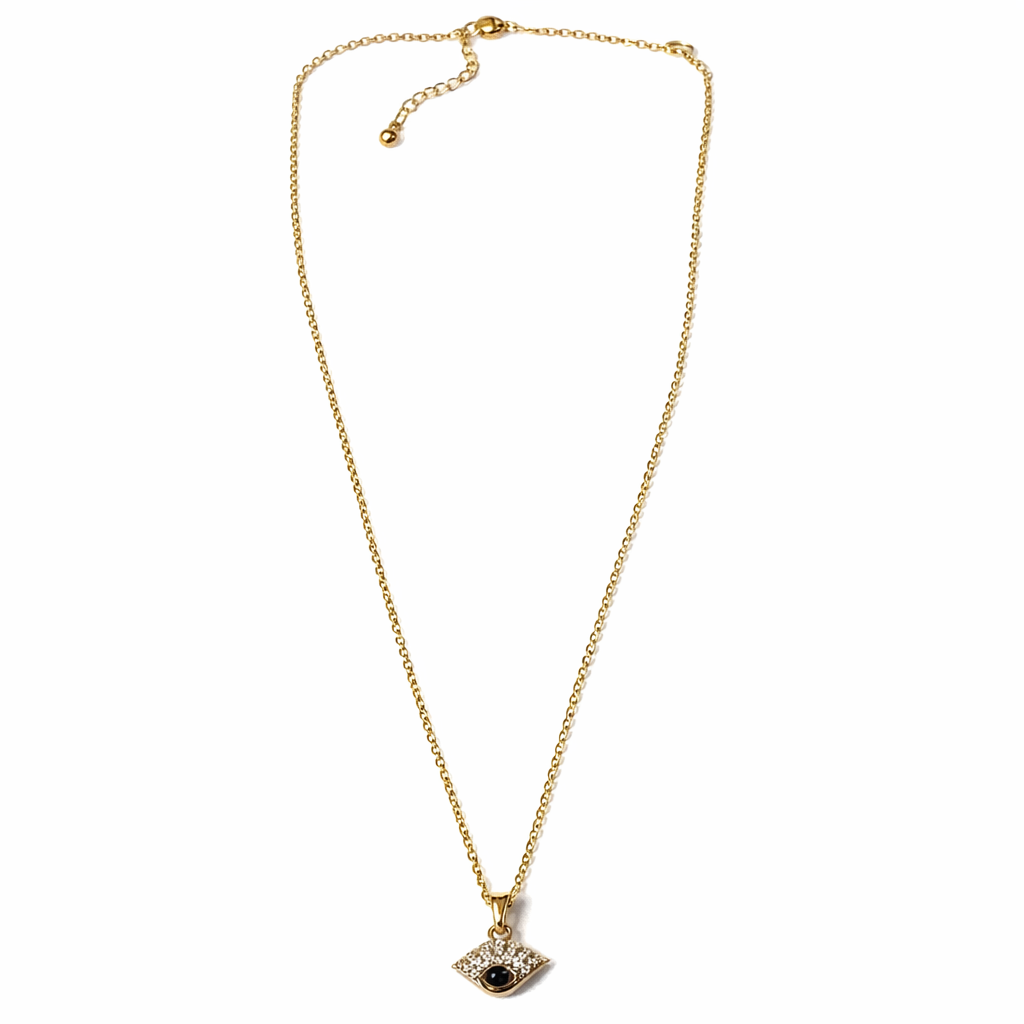 Evil Eye Design American Diamond Gold Plated Anti-Tarnish Necklace