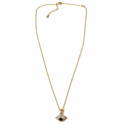 Evil Eye Design American Diamond Gold Plated Anti-Tarnish Necklace