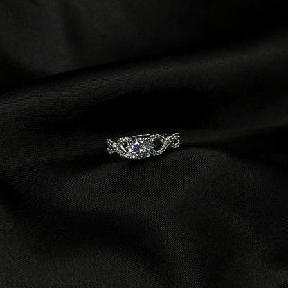 American Diamond Silver Plated Adjustable Ring