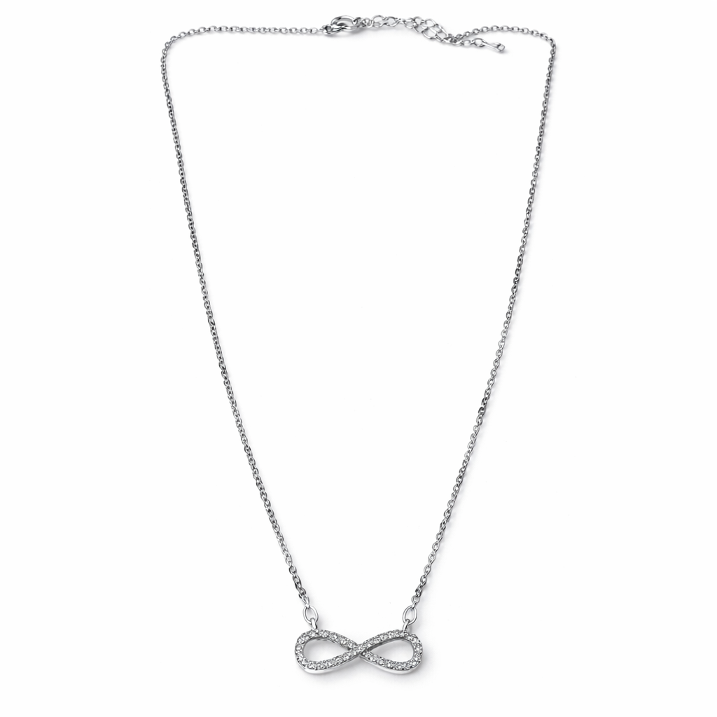 Infinity Design American Diamond Silver Plated Anti-Tarnish Necklace