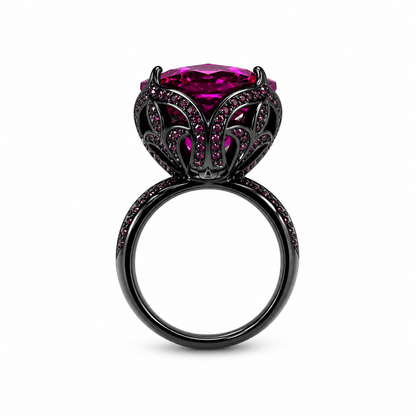 Fuchsia White Pink Topaz Cubic Zirconia Pink Ice Cut American Diamond Victorian Plated Adjustable Ring