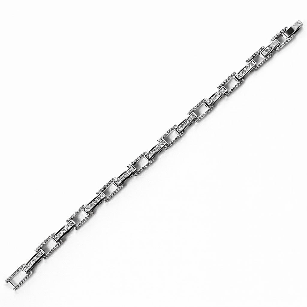 Solitaire Cubic Zirconia American Diamond Silver Plated Bracelet