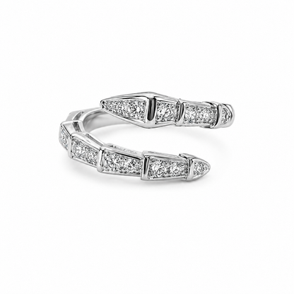 Snake Design American Diamond Silver Plated Adjustable Ring