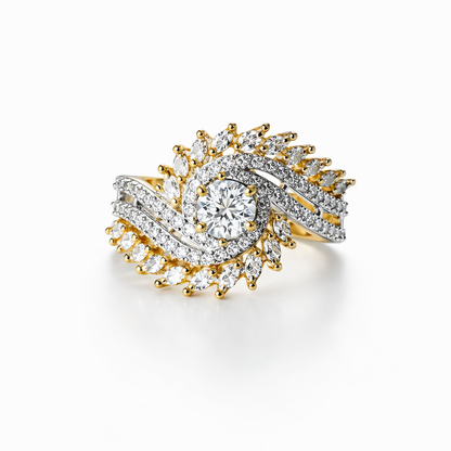 Solitaire Cubic Zirconia American Diamond Gold/Silver Plated Adjustable Ring