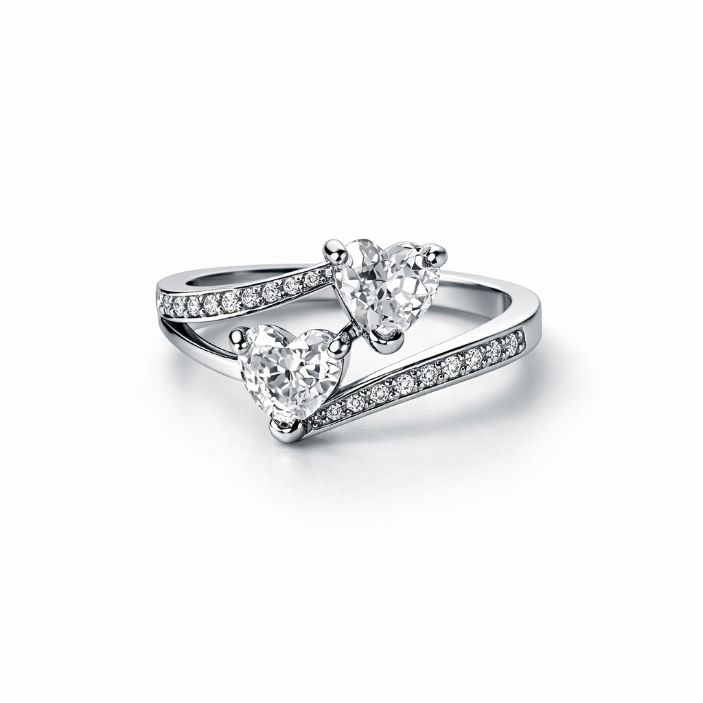 Solitaire Cubic Zirconia American Diamond Silver Plated Adjustable Ring