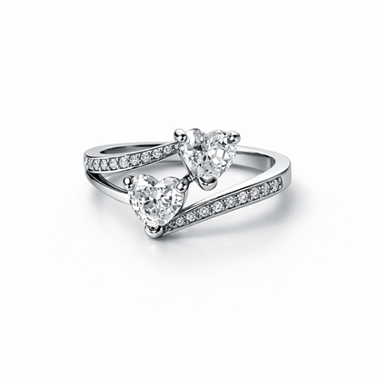 Solitaire Cubic Zirconia American Diamond Silver Plated Adjustable Ring