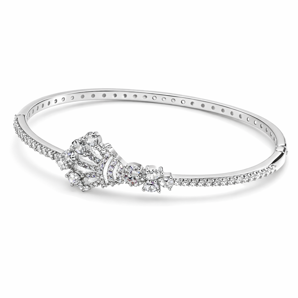 Solitaire Cubic Zirconia American Diamond Silver Plated Bracelet