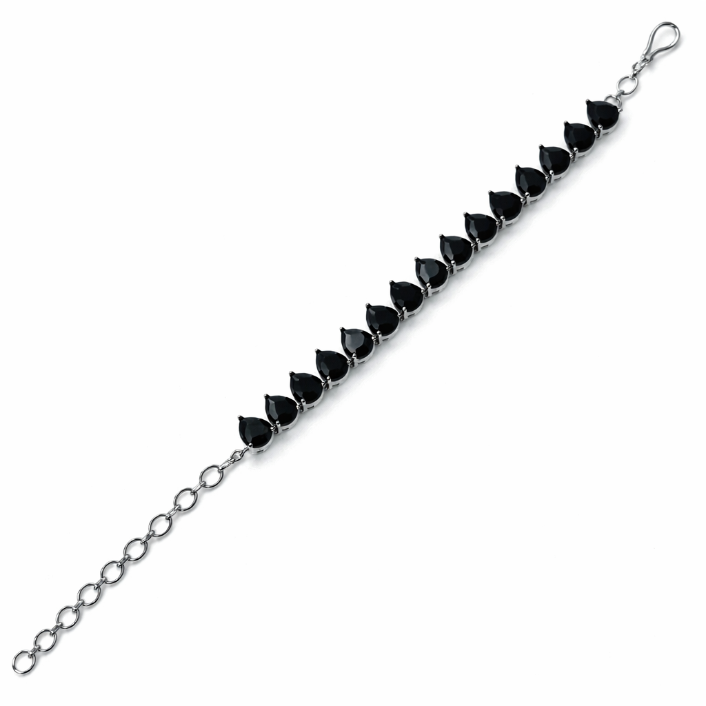 Black Cubic Zirconia American Diamond Silver Plated Bracelet