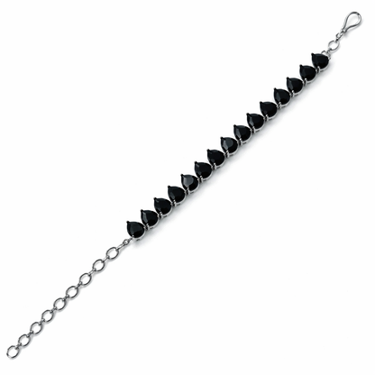 Black Cubic Zirconia American Diamond Silver Plated Bracelet