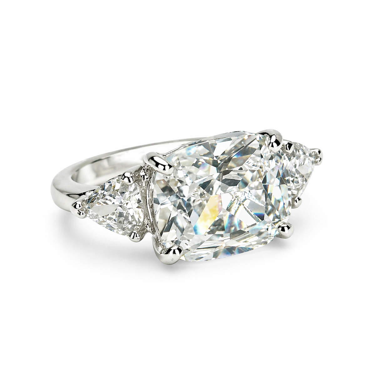 White Cubic Zirconia Ice Cut American Diamond Silver Plated Adjustable Ring
