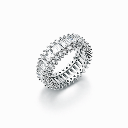 Solitaire Cubic Zirconia American Diamond Silver Plated Ring (Size: US 7 & US 8)